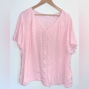 croft & barrow Pink Floral Button-Front Blouse
